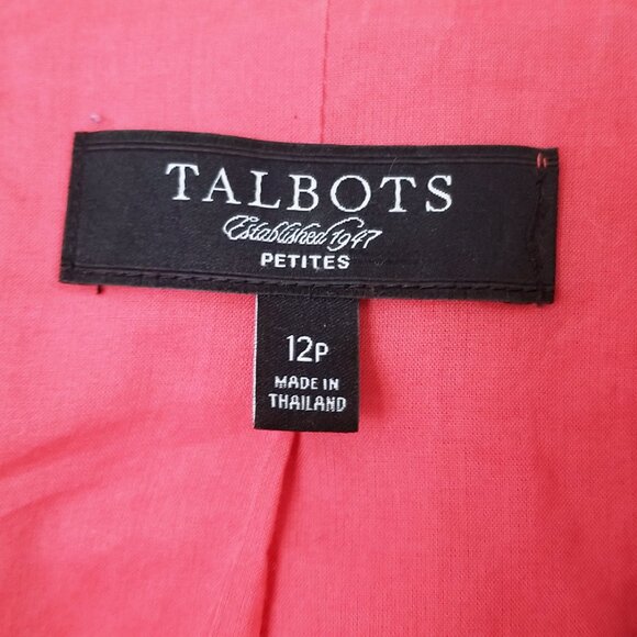 Talbots Cotton Linen Blend Blazer Jacket Women 12P Red Coral Single Button $169 - Picture 6 of 16